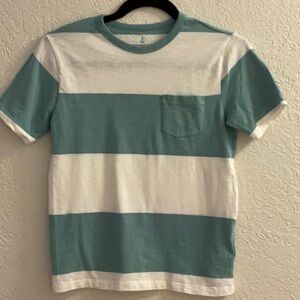Crewcuts Boy’s Green and White Striped Pocket T-Shirt 100% Cotton Size L(10/11)